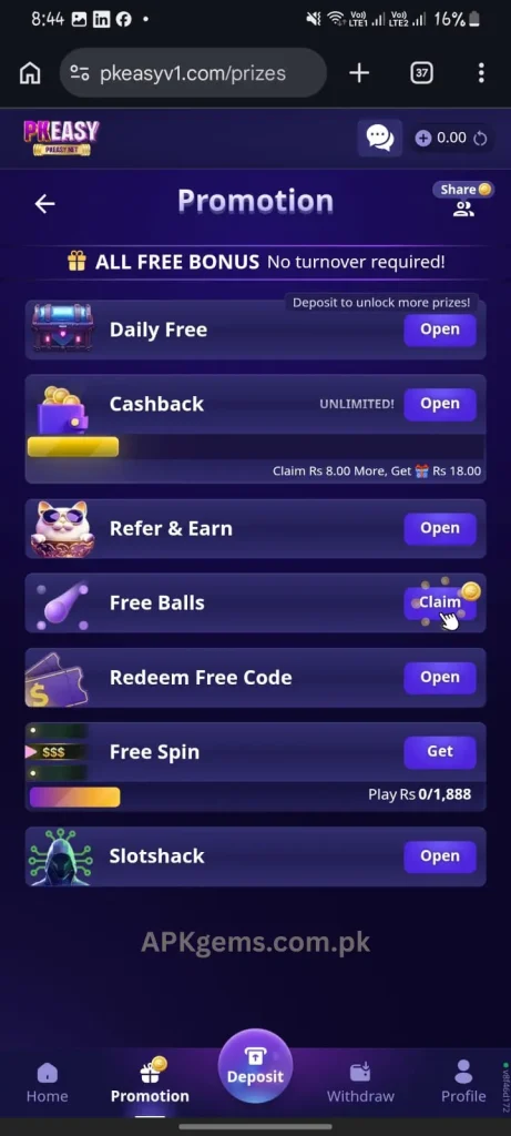 pk easy game vip bonuses